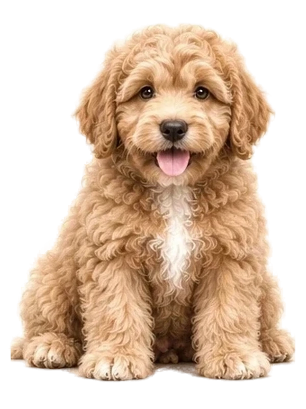 Caramel / Apricot curly-coated doodle colour example