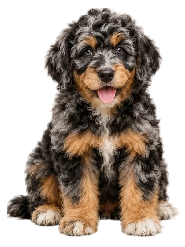 Blue Phantom Merle curly-coated doodle colour example