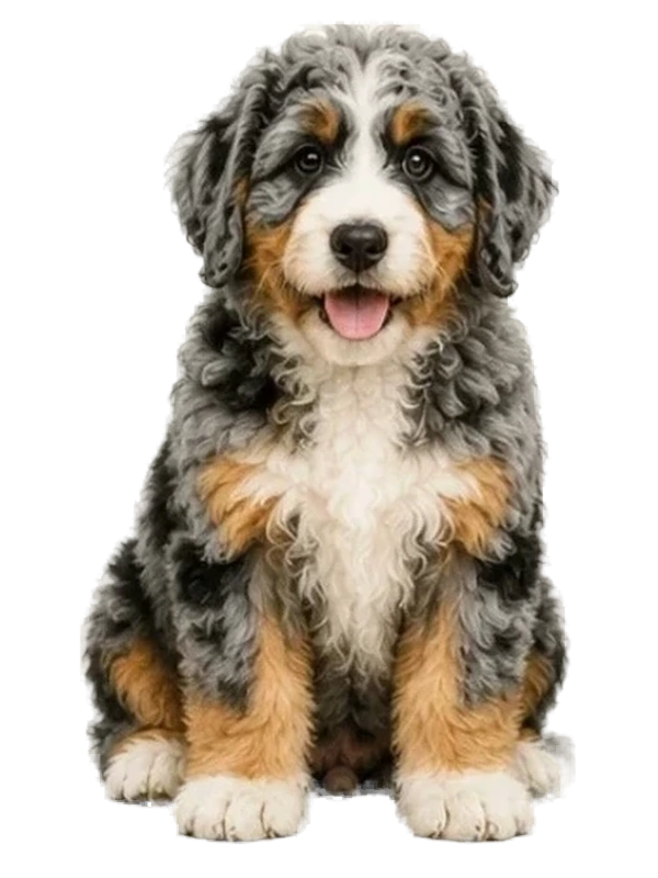 Blue Tri Merle curly-coated doodle colour example