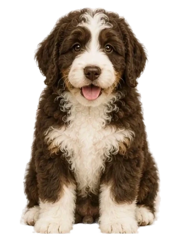Chocolate Bicolor curly-coated doodle colour example