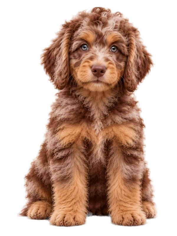 Red Phantom Merle curly-coated doodle colour example