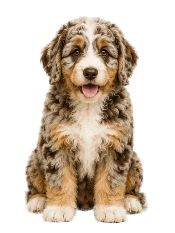 Red Tri Merle curly-coated doodle colour example