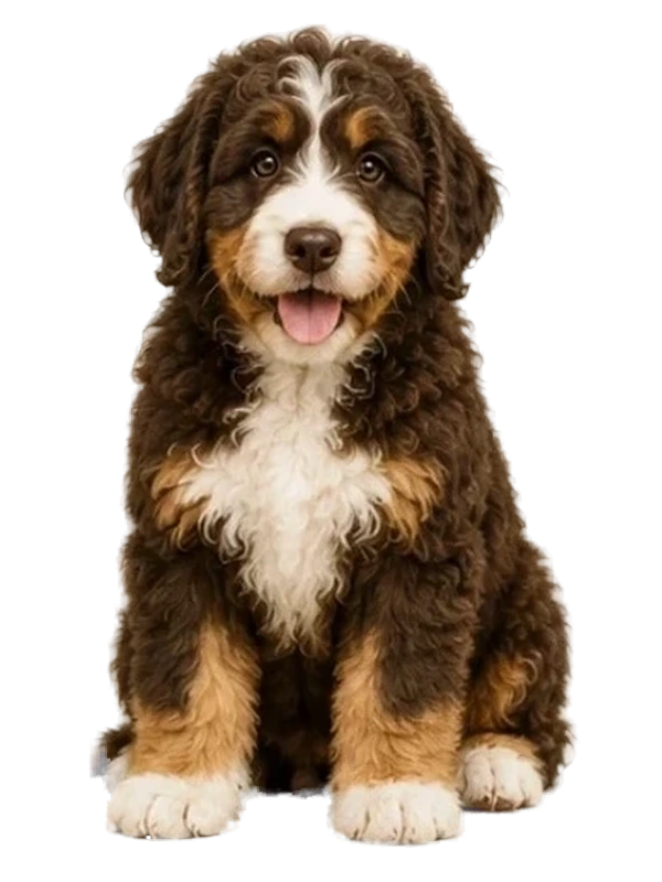 Chocolate Tricolor curly-coated doodle colour example